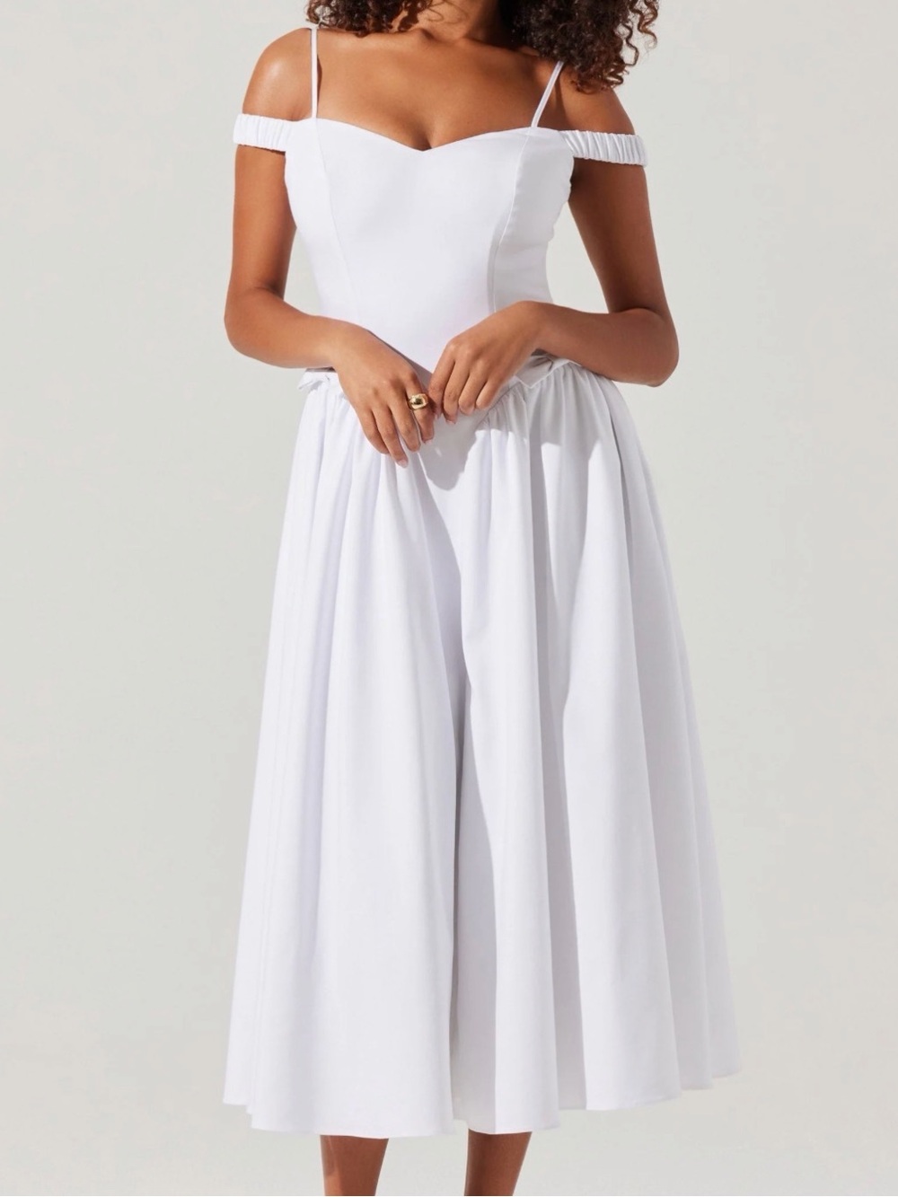 Astr the Label White Off-Shoulder Midi Dress